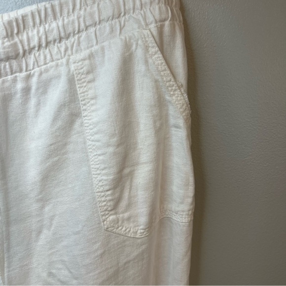 CATO Women's Solid Linen Pants Drawstring Beach White Sz L Pockets Lounge Wear - Picture 5 of 12